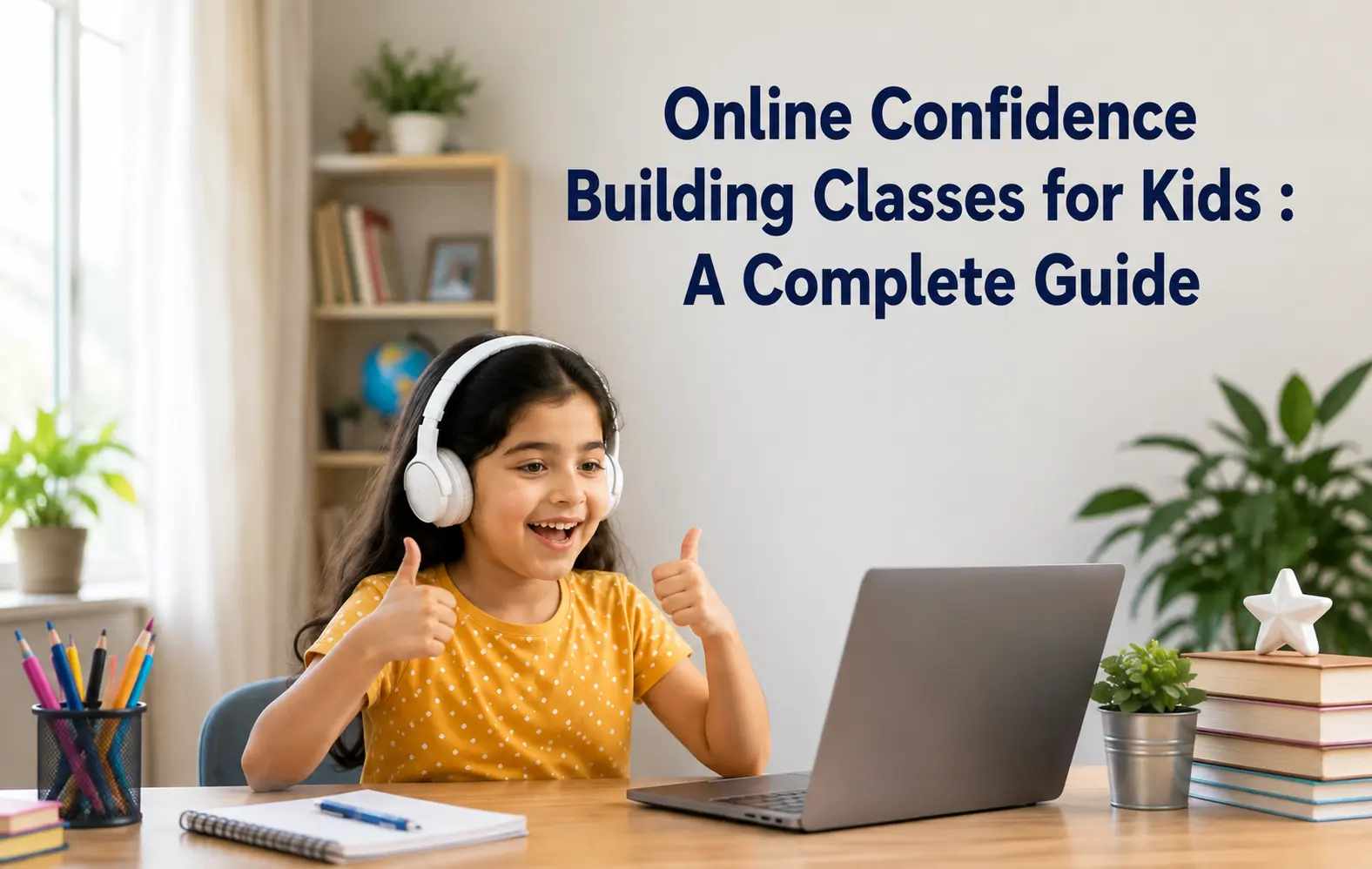 Online confidence building classes for kids with a child learning confidently from home