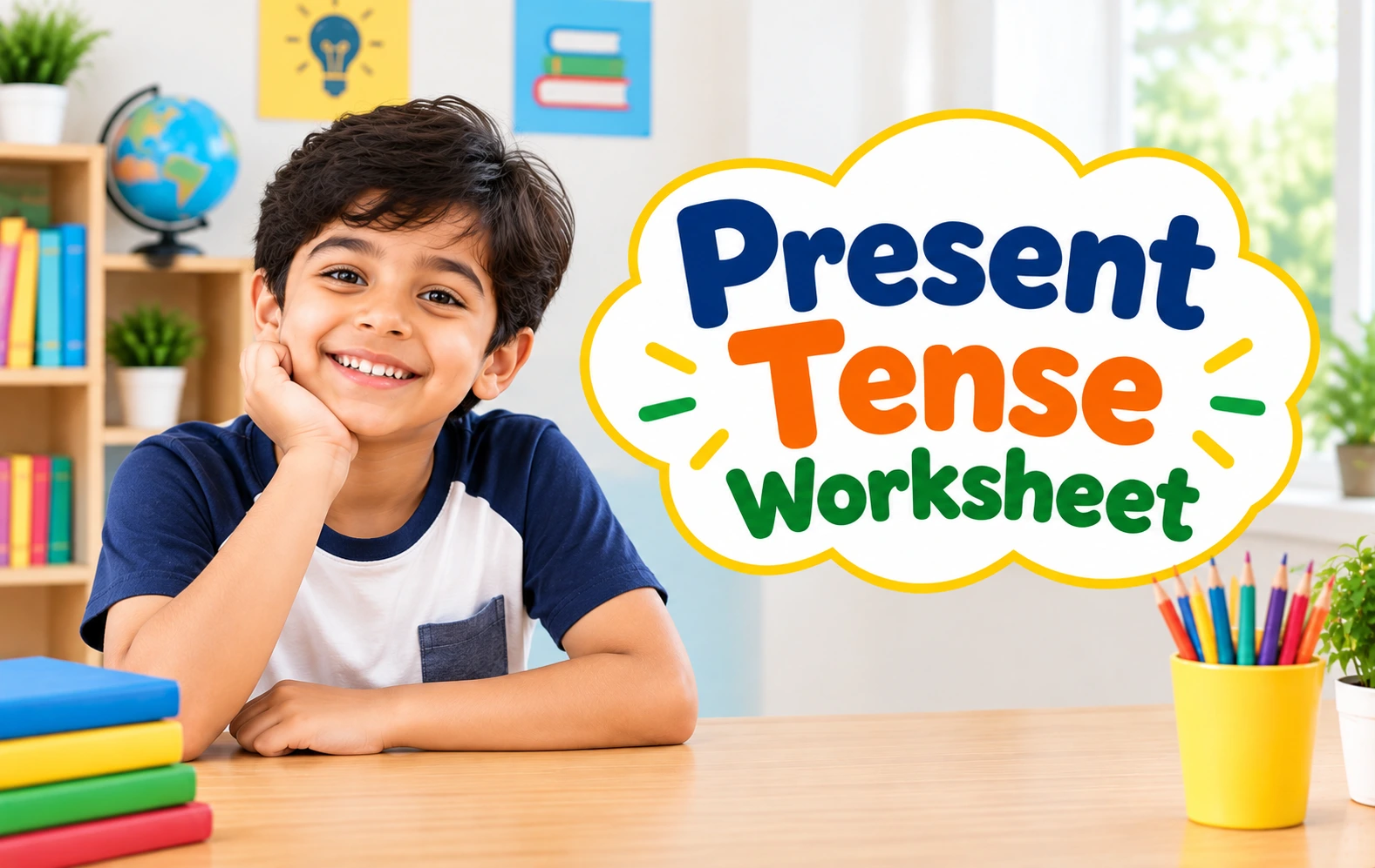 Present tense worksheet for students to practice English grammar and verb usage