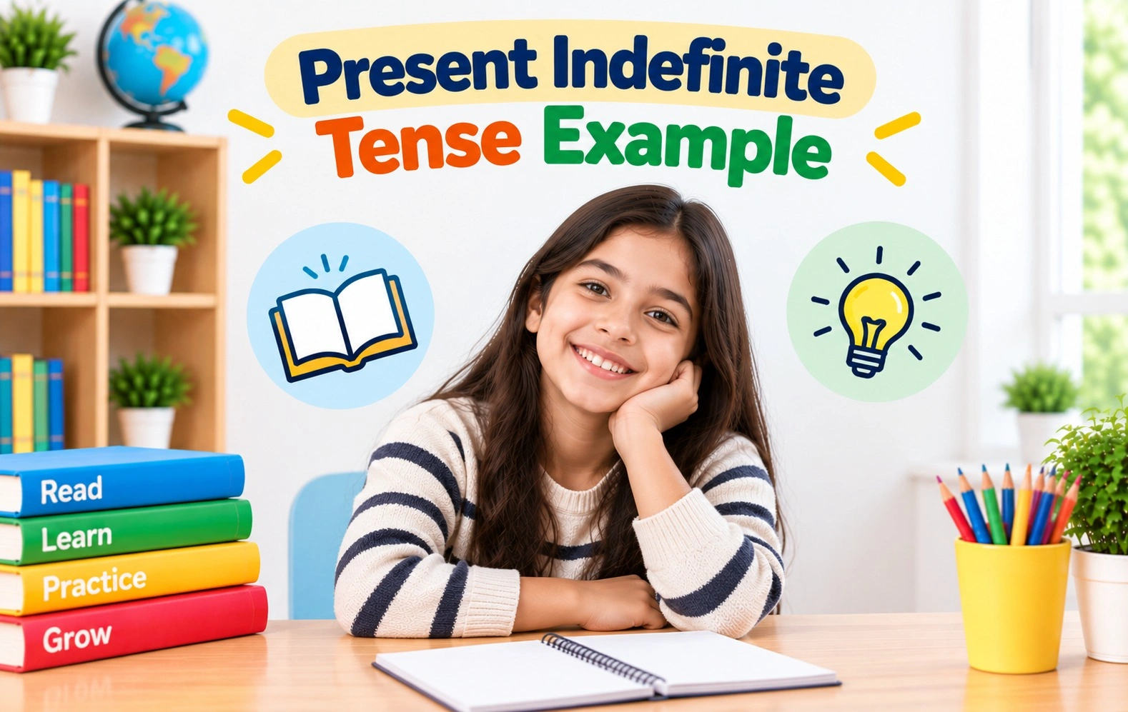 Present indefinite tense example with practice questions