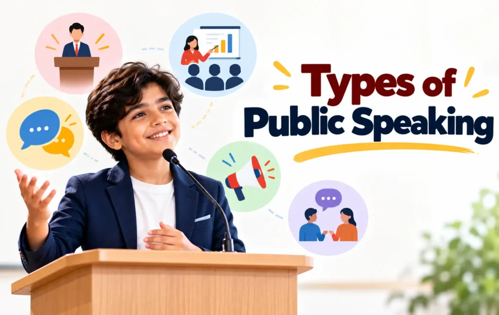 Types of public speaking explained with visual examples