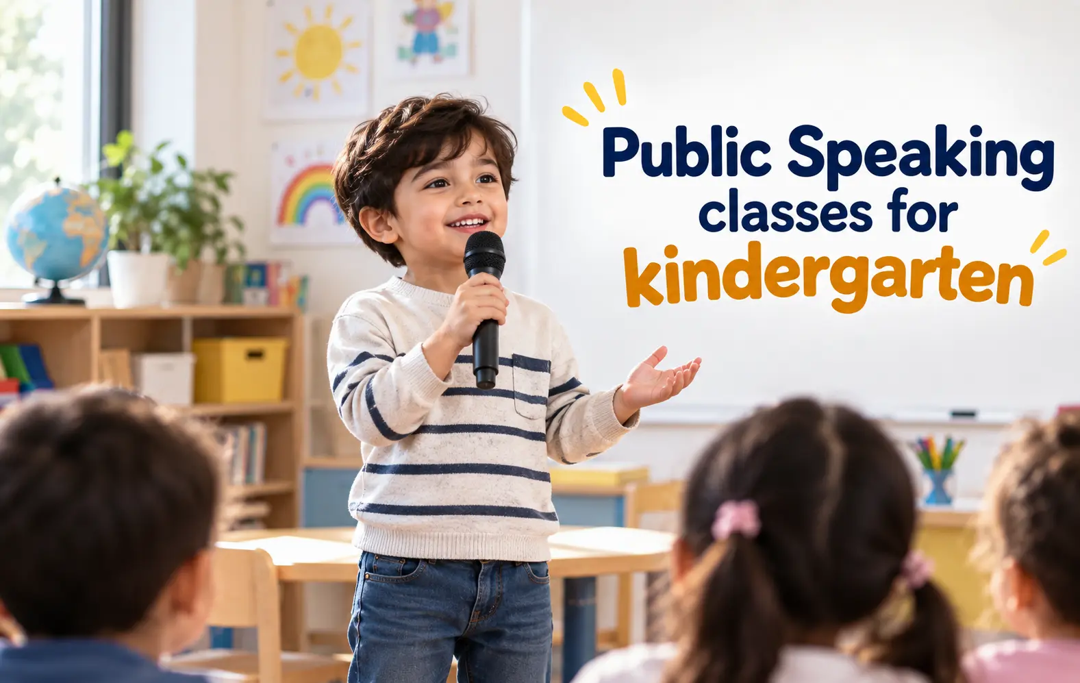 Public speaking classes for kindergarten children to build confidence, communication skills, and self-expression.