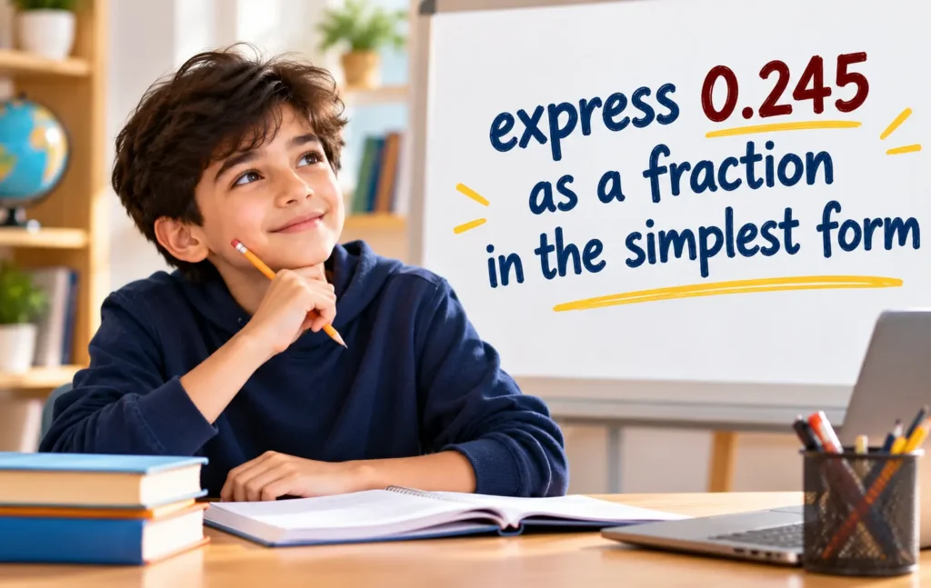 Student learning how to express 0.245 as a fraction in the simplest form.