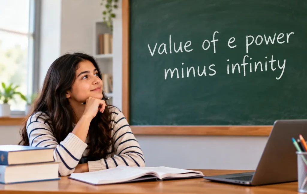 Value of e power minus infinity explained with a student studying exponential decay in mathematics.