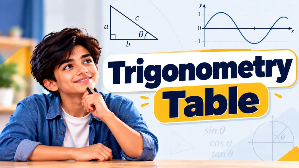 Full Trigonometry Table with Formulas: 0° to 360°